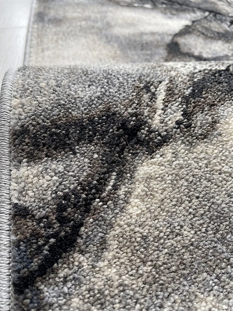 Kurzflor-Teppich Marmoroptik - Polypropylen-Polyester-Mix, 14 mm Gesamthöhe