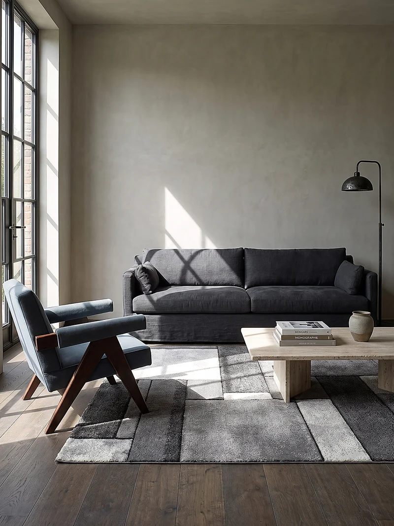Kurzflor-Teppich Patchwork-Rechtecke Braun - Polypropylen, 14 mm Gesamthöhe