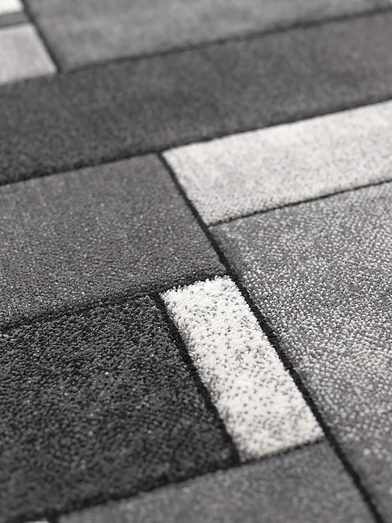 Kurzflor-Teppich Patchwork-Rechtecke Braun - Polypropylen, 14 mm Gesamthöhe