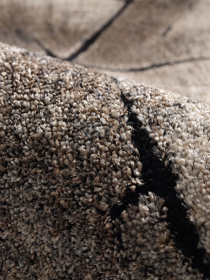 Kurzflor-Teppich Baumstamm-Querschnitt - Polypropylen-Polyester-Mix, 14 mm Gesamthöhe