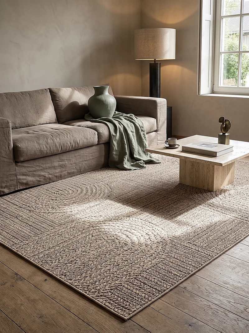Flachgewebe-Teppich Bouclé-Flechtoptik - Polypropylen, 4 mm Gesamthöhe