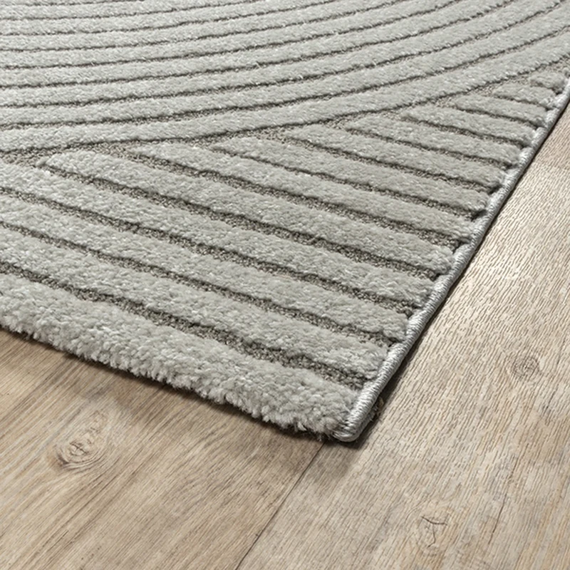 Kurzflor-Teppich 3D-Relief Zen-Halbkreise - Polypropylen-Polyester-Mix, 15 mm Gesamthöhe
