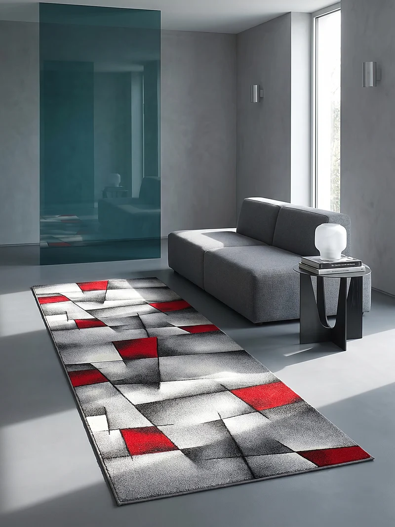 Kurzflor-Teppich Distressed Patchwork-Flächen - Polypropylen, 14 mm Gesamthöhe