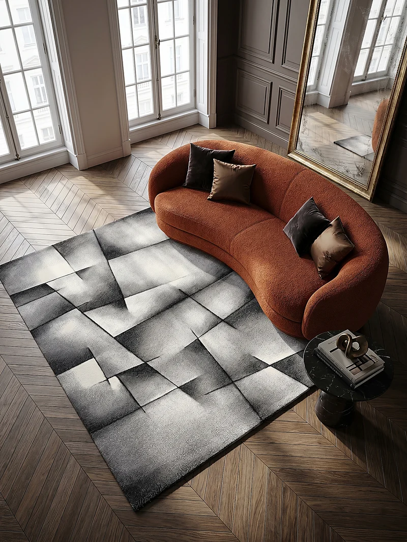 Kurzflor-Teppich Distressed Patchwork-Flächen - Polypropylen, 14 mm Gesamthöhe