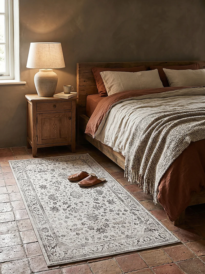 Kurzflor-Teppich Persisch Vintage Allover - Polyester, 9 mm Gesamthöhe