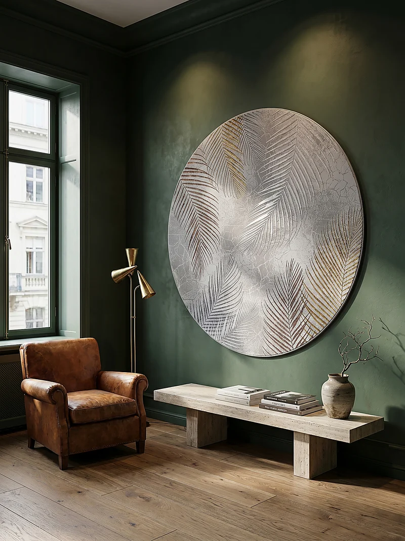 Kurzflor-Teppich Metallic-Palmblätter Glamour - Polyester, 9 mm Gesamthöhe