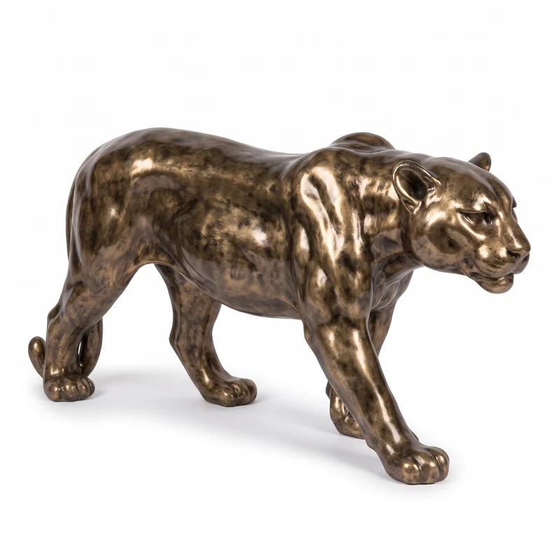 Casa Padrino XXL Deko Skulptur Panther Antik Gold 160 cm - Große Deko Figur aus Glaslaminat und Metall