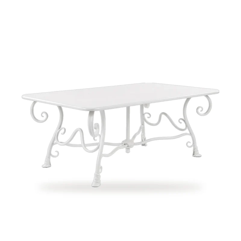 Casa Padrino Jugendstil Garten Couchtisch Weiß 120 x 70 x H. 45 cm - Nostalgischer Schmiedeeisen Garten Couchtisch