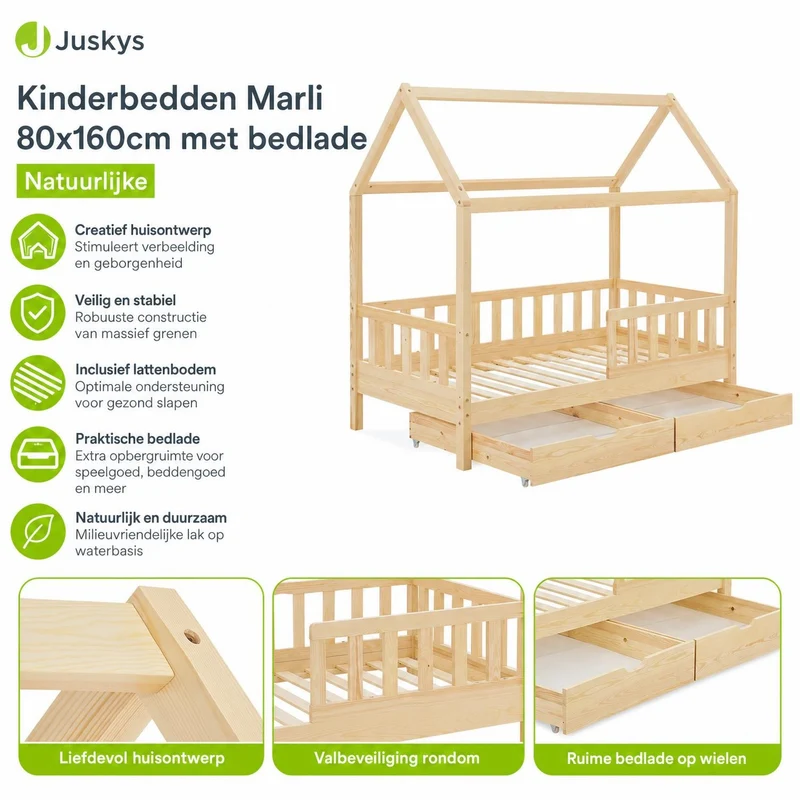Kinderbett Marli 80 x 160 cm mit Bettkasten