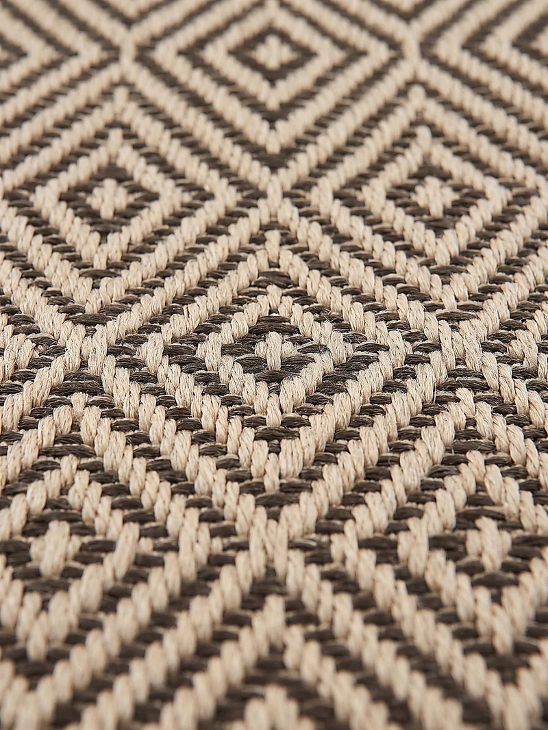 Flachgewebe-Teppich Mikro-Rauten-Diamant-Karo - Polypropylen, 4 mm Gesamthöhe