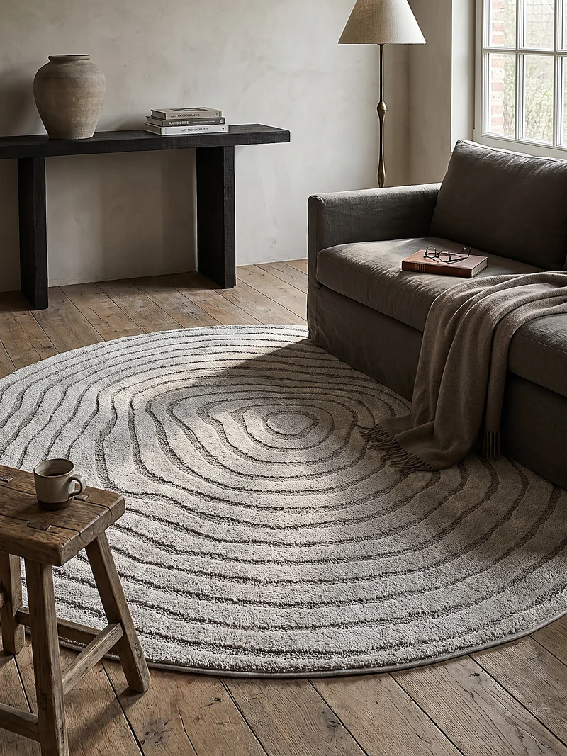 Kurzflor-Teppich Horizontale Wellen-Reihen - Polypropylen-Polyester-Mix, 15 mm Gesamthöhe