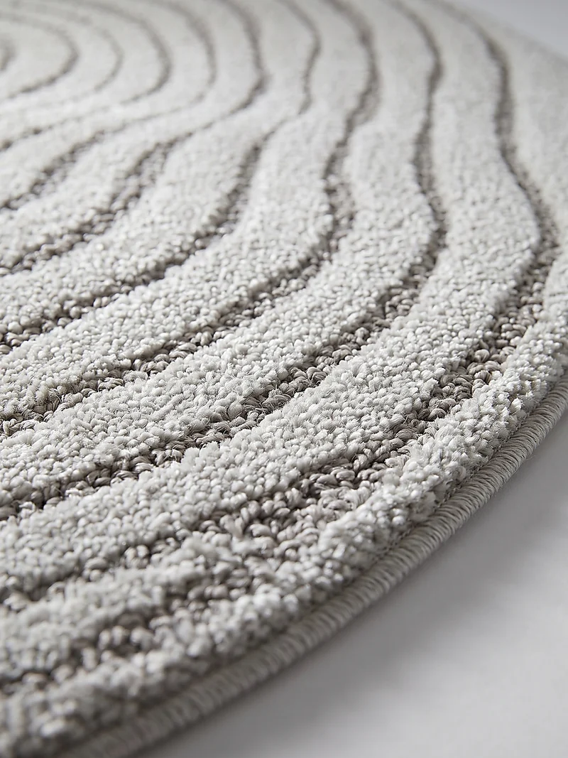 Kurzflor-Teppich Horizontale Wellen-Reihen - Polypropylen-Polyester-Mix, 15 mm Gesamthöhe