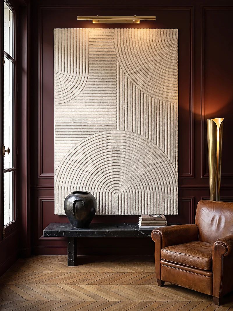 Kurzflor-Teppich 3D-Relief Halbkreise - Polypropylen-Polyester-Mix, 15 mm Gesamthöhe
