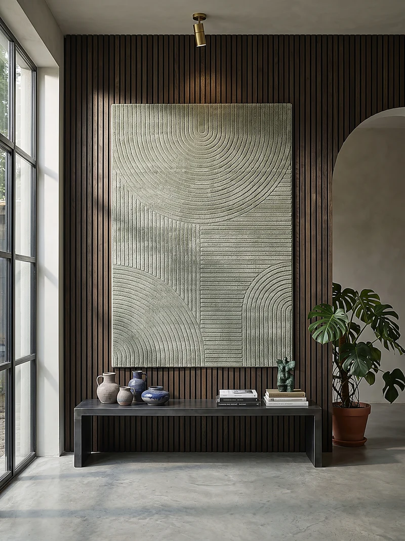 Kurzflor-Teppich 3D-Relief Halbkreise - Polypropylen-Polyester-Mix, 15 mm Gesamthöhe