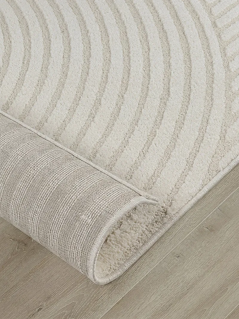 Kurzflor-Teppich 3D-Relief Halbkreise - Polypropylen-Polyester-Mix, 15 mm Gesamthöhe