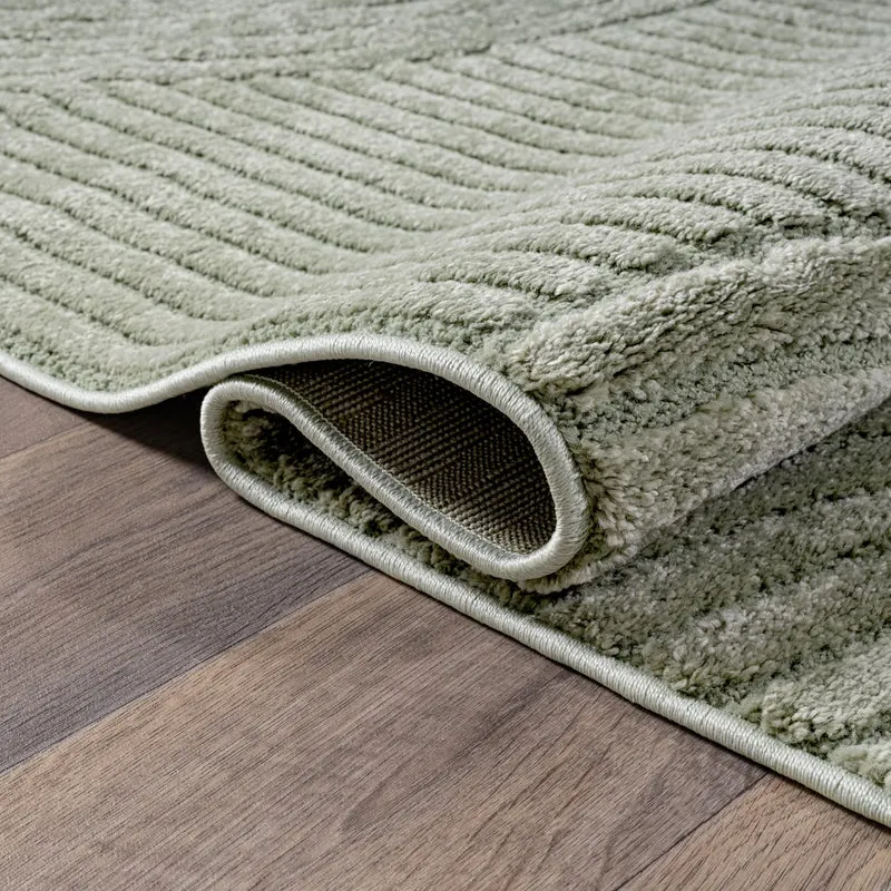 Kurzflor-Teppich 3D-Relief Halbkreise - Polypropylen-Polyester-Mix, 15 mm Gesamthöhe