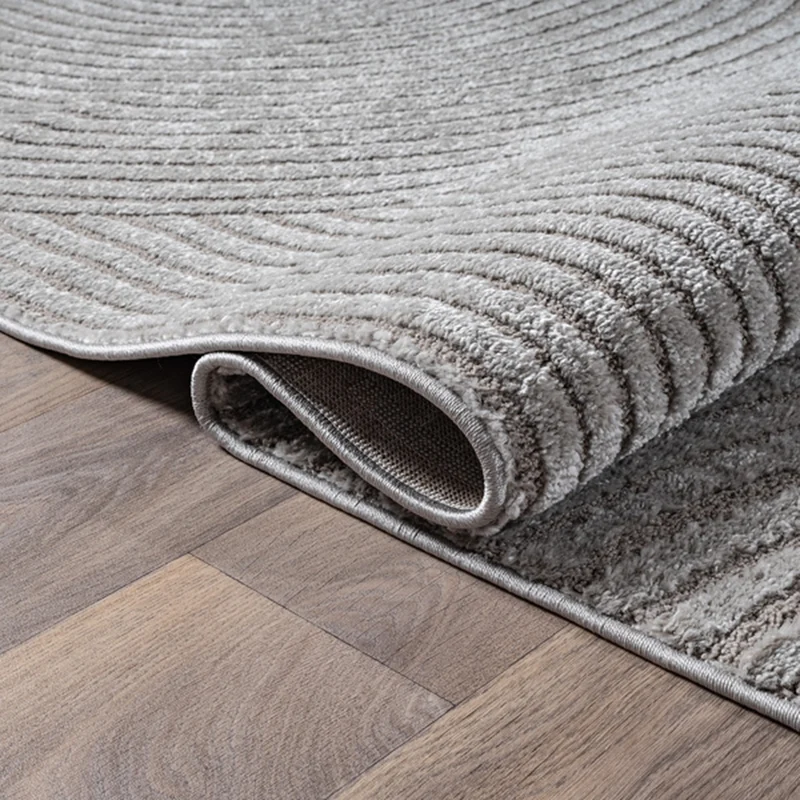 Kurzflor-Teppich 3D-Relief Halbkreise - Polypropylen-Polyester-Mix, 15 mm Gesamthöhe