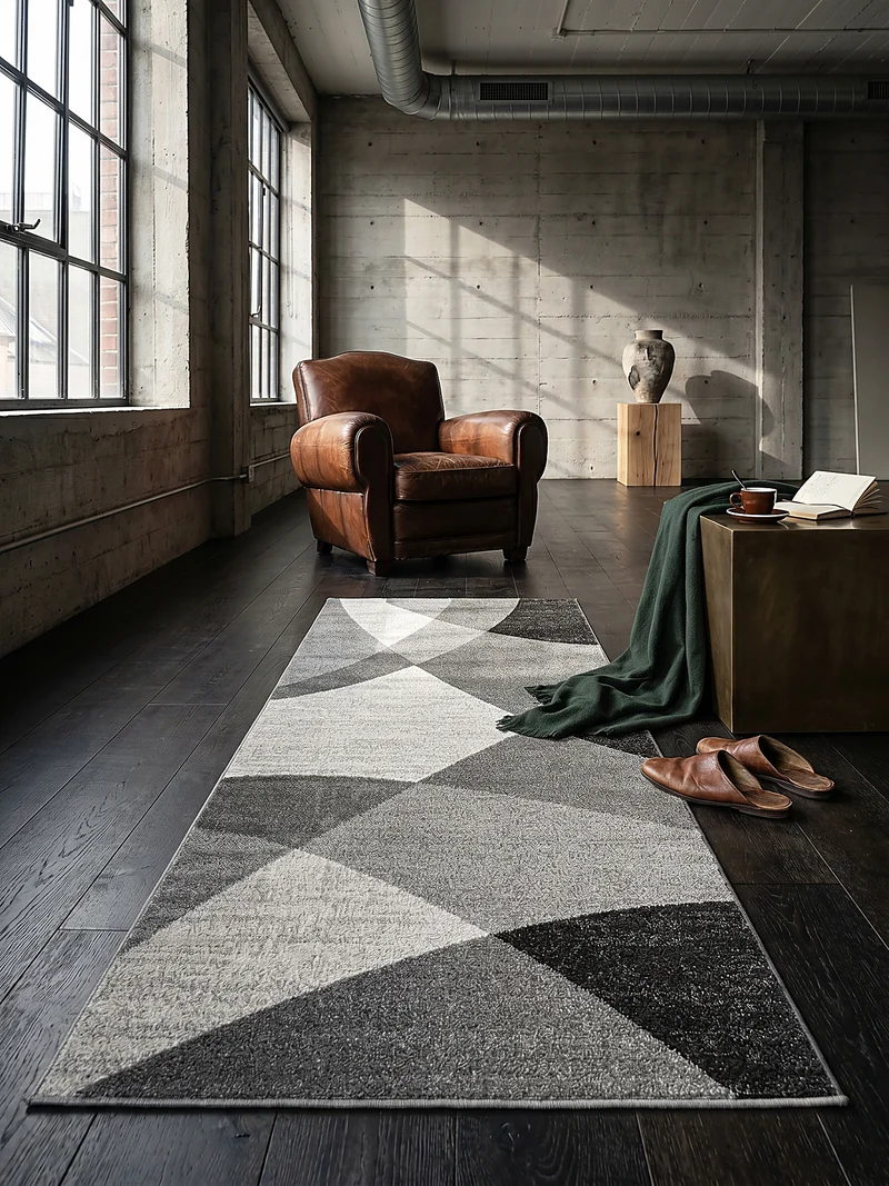 Niederflor-Teppich geschwungene Bögen Wellen Bögen - Polypropylen, 5 mm Gesamthöhe
