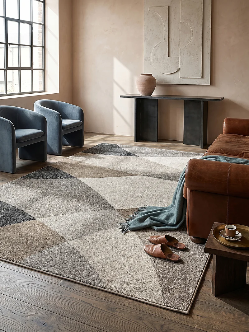Niederflor-Teppich geschwungene Bögen Wellen Bögen - Polypropylen, 5 mm Gesamthöhe