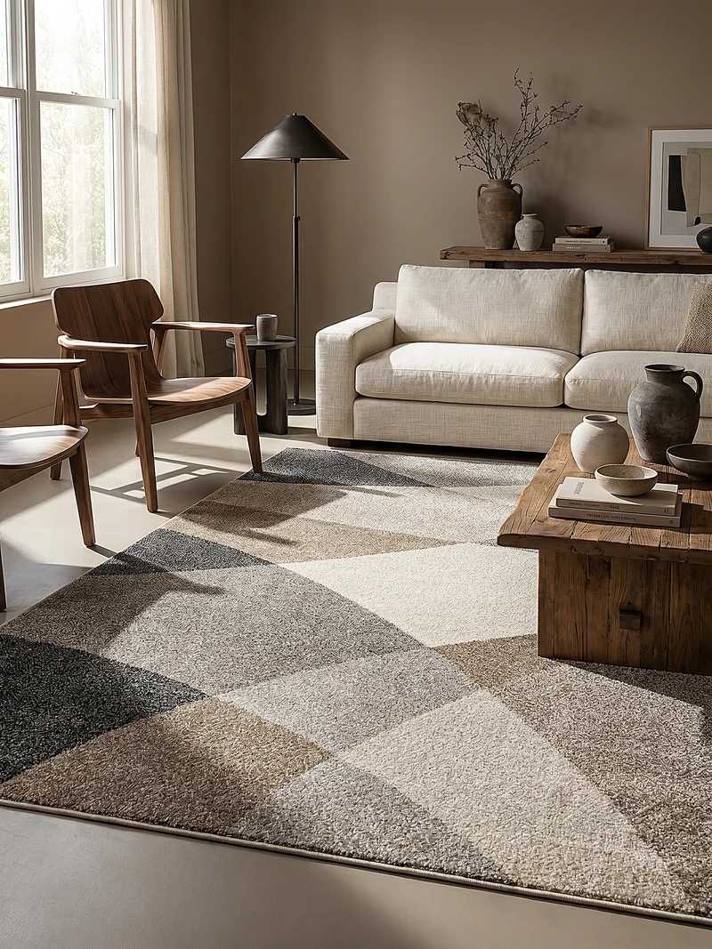 Niederflor-Teppich geschwungene Bögen Wellen Bögen - Polypropylen, 5 mm Gesamthöhe