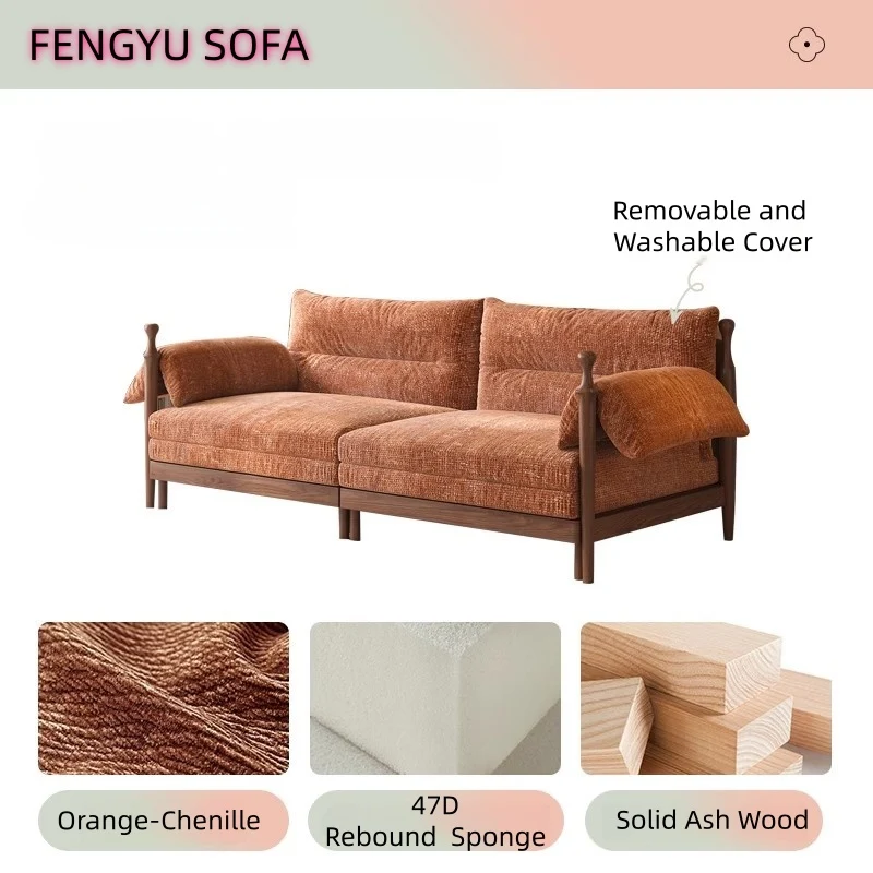 FENGYU Ausziehsofa mit Rahmen aus massiver Esche