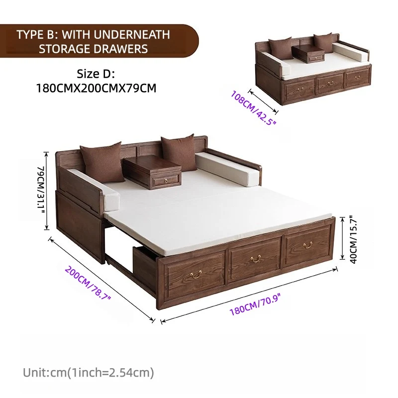 Arhat-Schlafsofa aus massivem Eschenholz