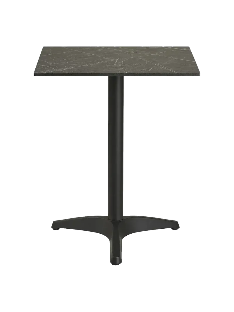 Bistrotisch Marmor-Optik, dunkelgrau, schwarze Beine, Aluminium