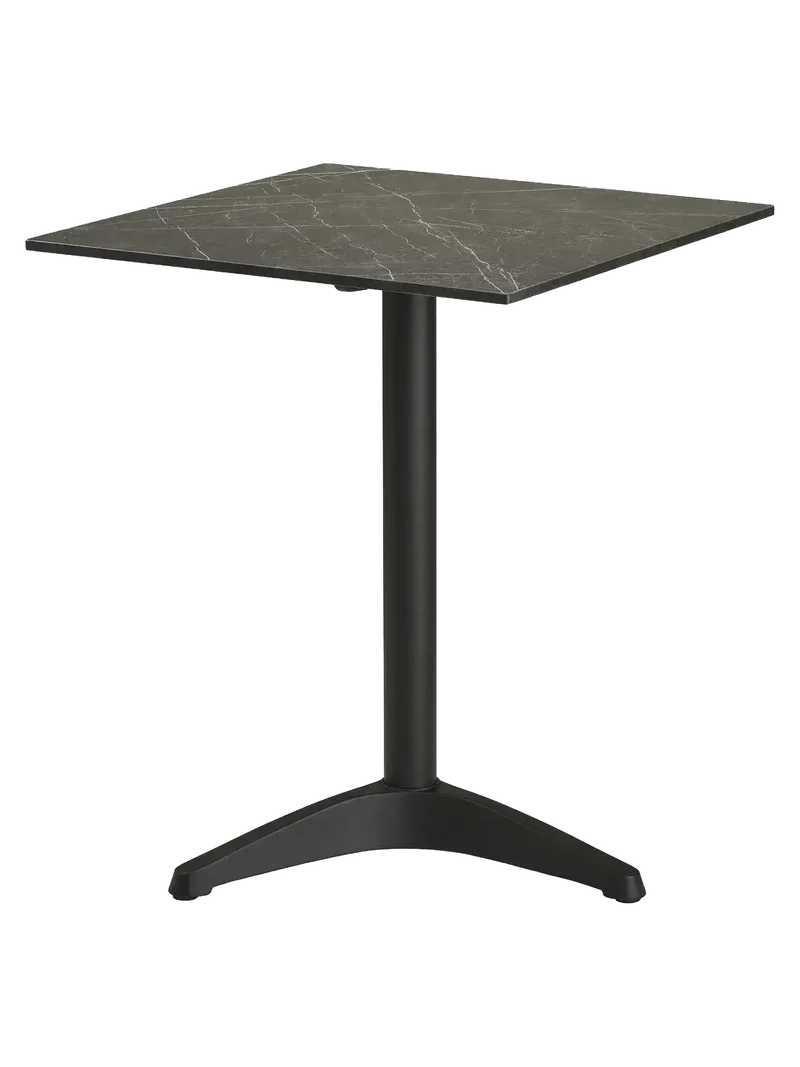 Bistrotisch Marmor-Optik, dunkelgrau, schwarze Beine, Aluminium