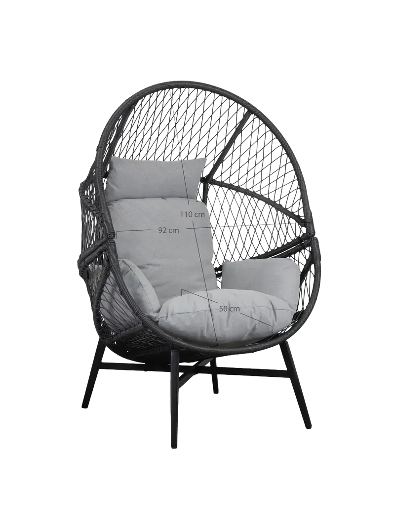 Rosario Loungesessel Polyrattan, schwarz