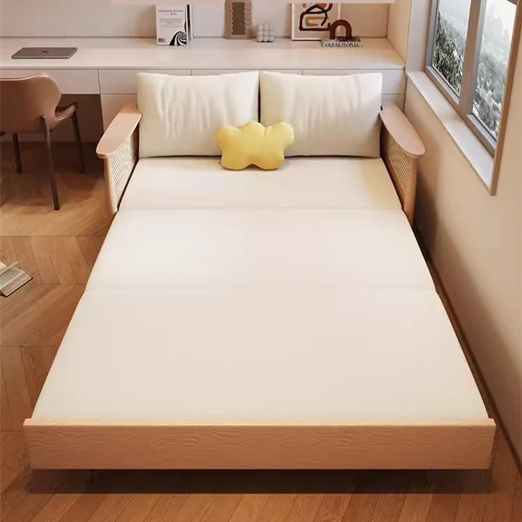 Schlafsofa mit Armlehne aus Rattangeflecht