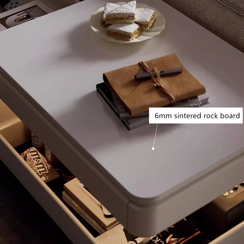 Moderner, leichter Luxus-Couchtisch mit anhebbarer und drehbarer Platte