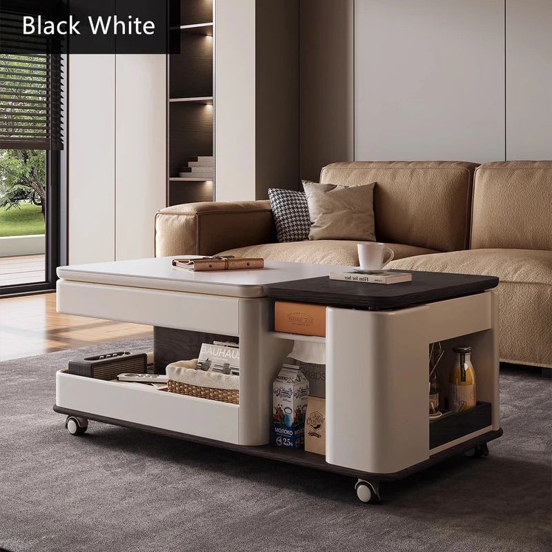 Moderner, leichter Luxus-Couchtisch mit anhebbarer und drehbarer Platte