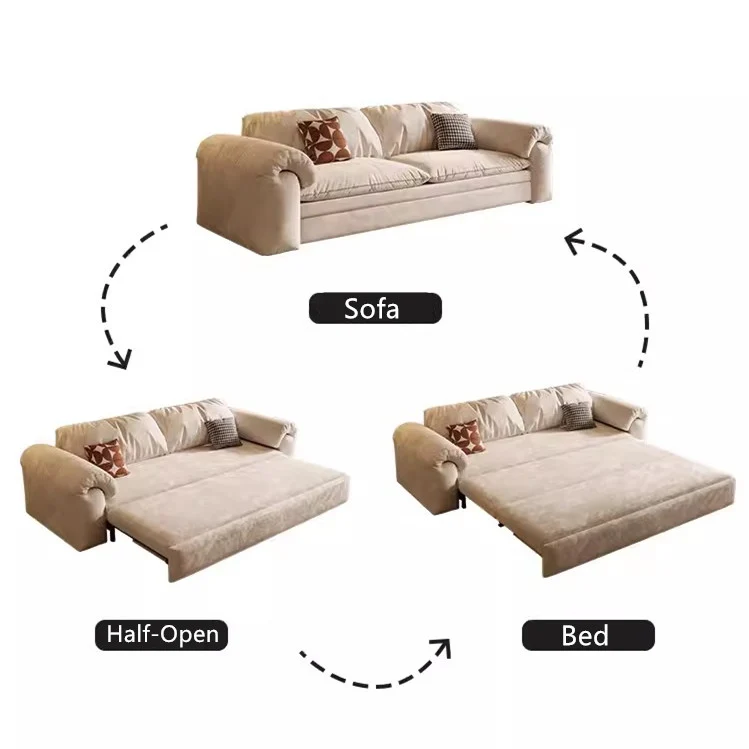 Multifunktionales Schlafsofa aus mattem Stoff mit Stauraum darunter