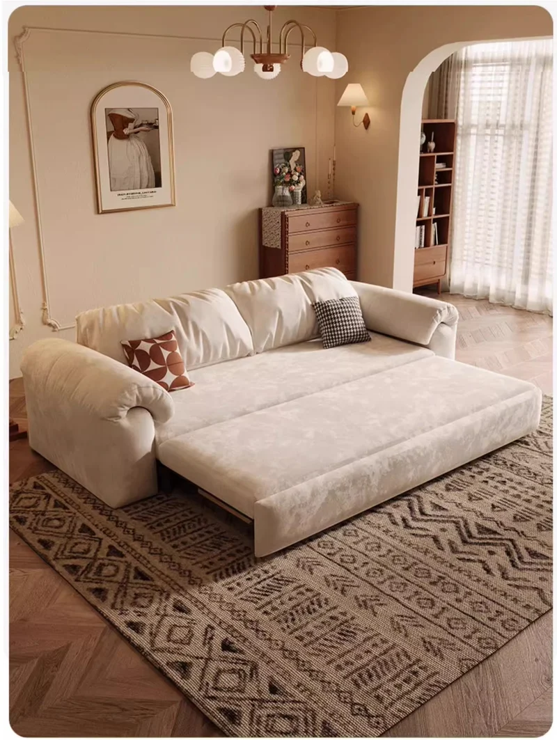 Multifunktionales Schlafsofa aus mattem Stoff mit Stauraum darunter