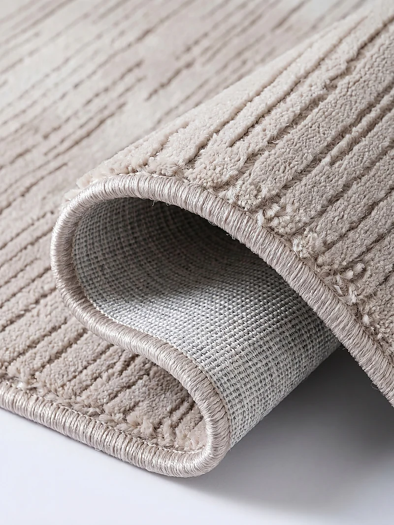 Kurzflor-Teppich subtile horizontale Streifen - Polyester, 13 mm Gesamthöhe