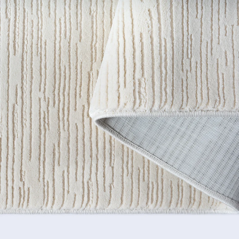 Kurzflor-Teppich subtile horizontale Streifen - Polyester, 13 mm Gesamthöhe