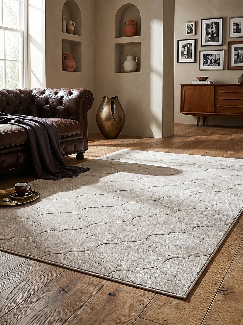 Kurzflor-Teppich Marokko-Ornament - Polyester, 13 mm Gesamthöhe