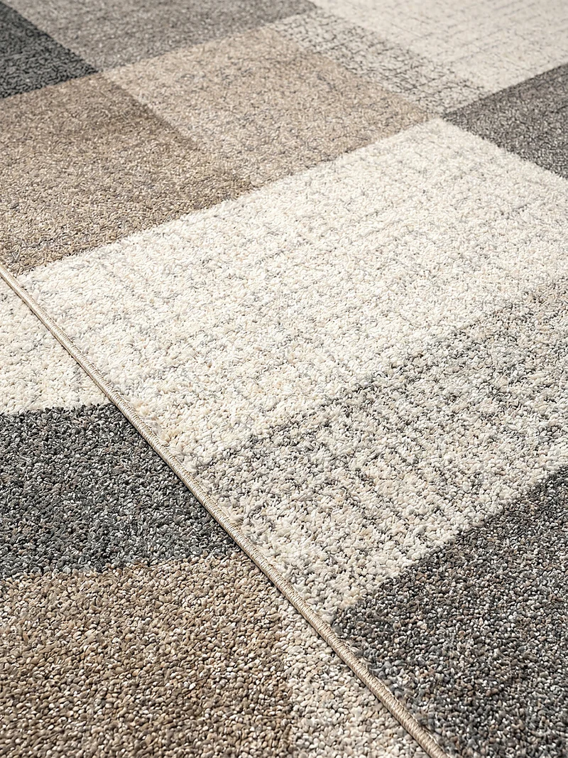Niederflor-Teppich Patchwork-Quadrate - Polypropylen, 5 mm Gesamthöhe