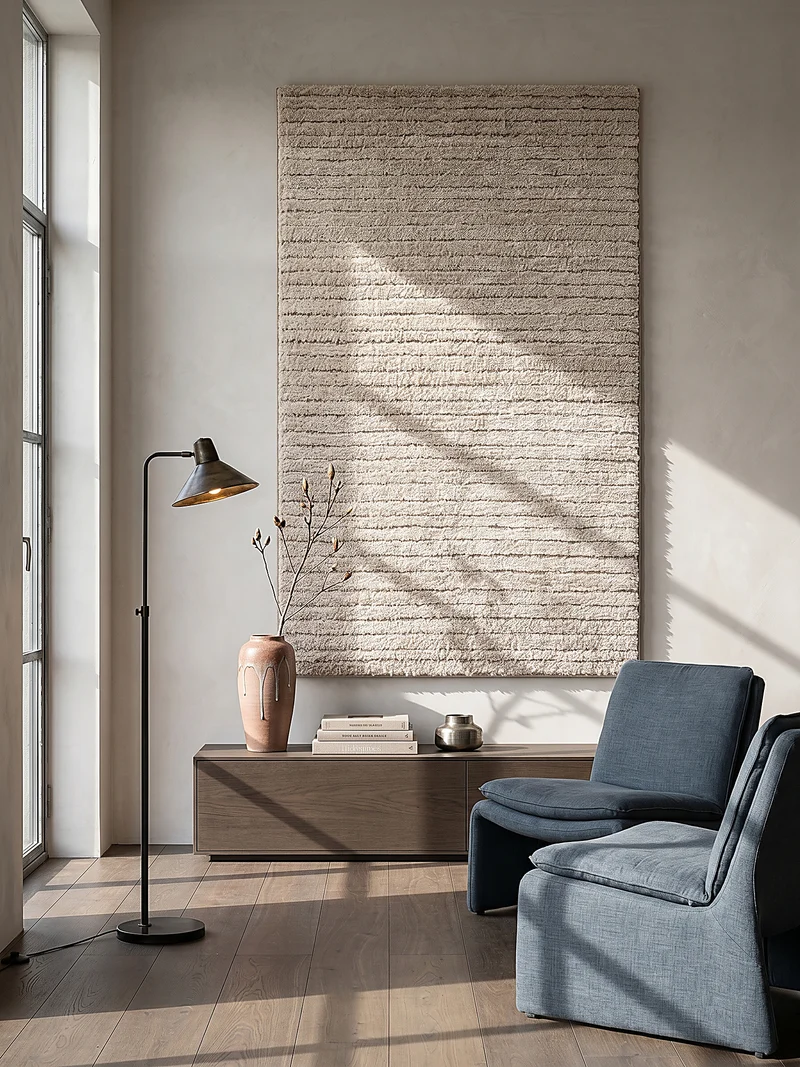 Hochflor-Teppich subtile horizontale Streifen - Polypropylen, 31 mm Gesamthöhe