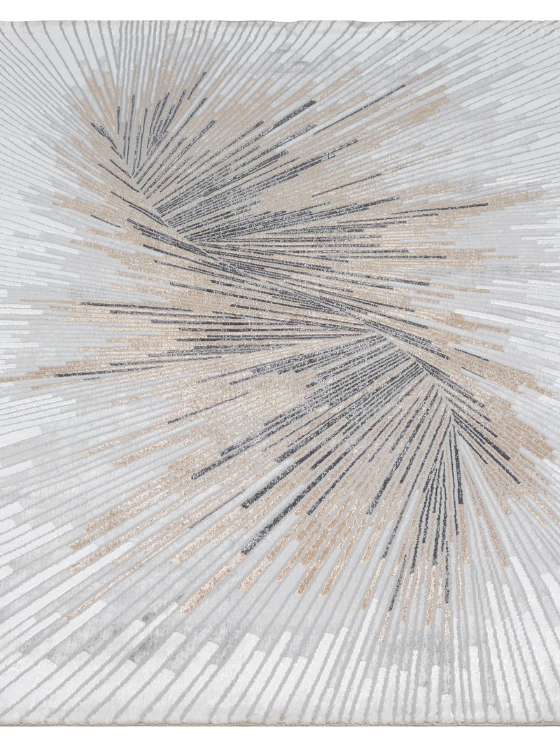 Kurzflor-Teppich Metallic Sunburst-Palmblatt - Polyester, 9 mm Gesamthöhe