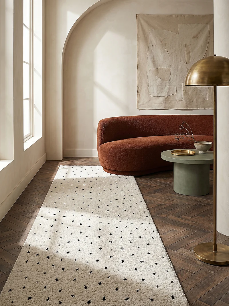 Hochflor-Teppich Tupfen-Muster auf Shaggy - Polypropylen, 31 mm Gesamthöhe