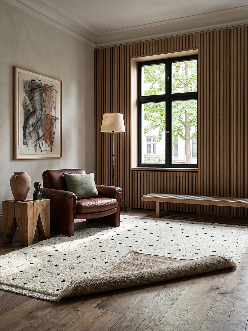 Hochflor-Teppich Tupfen-Muster auf Shaggy - Polypropylen, 31 mm Gesamthöhe