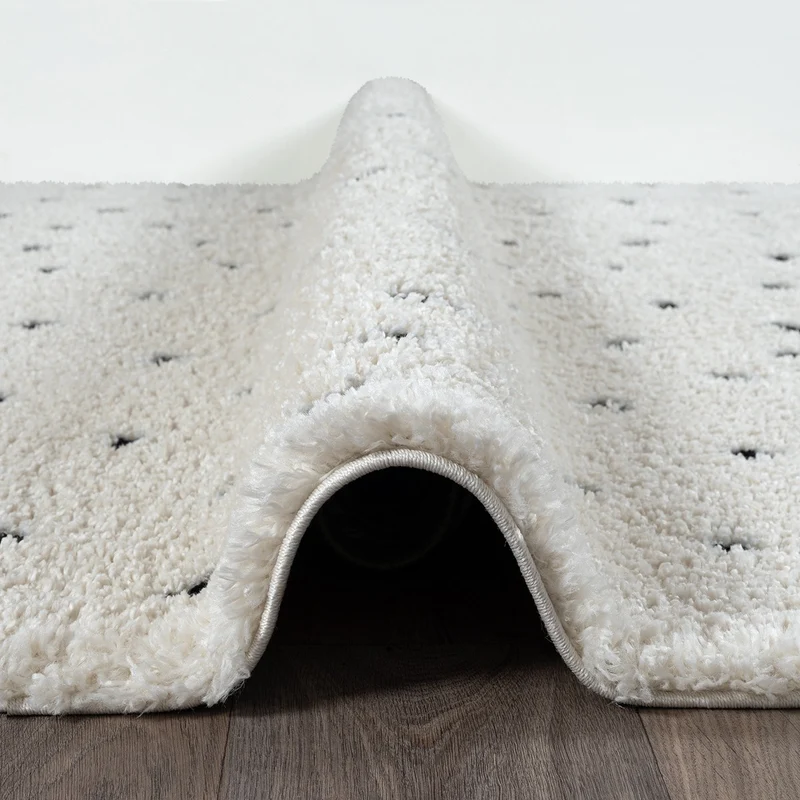 Hochflor-Teppich Tupfen-Muster auf Shaggy - Polypropylen, 31 mm Gesamthöhe