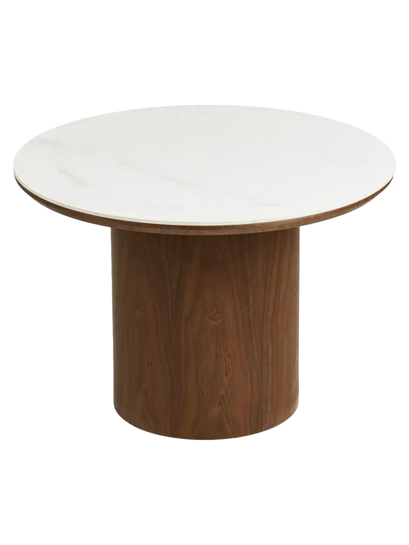 Noli Couchtisch Tischplatte aus Keramik/Eschenfurnier, weiß Marmor-Optik/dunkelbraun