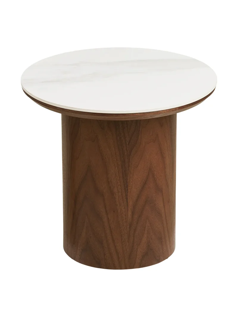 Noli Couchtisch Tischplatte aus Keramik/Eschenfurnier, weiß Marmor-Optik/dunkelbraun