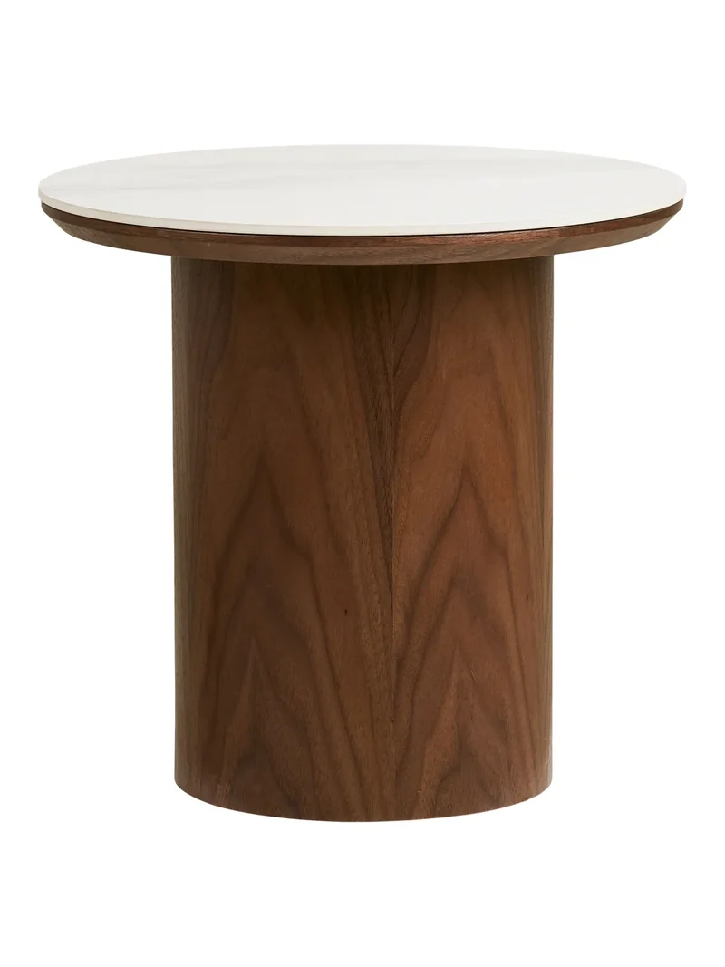 Noli Couchtisch Tischplatte aus Keramik/Eschenfurnier, weiß Marmor-Optik/dunkelbraun