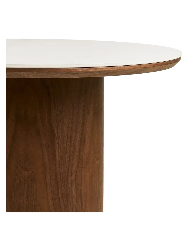 Noli Couchtisch Tischplatte aus Keramik/Eschenfurnier, weiß Marmor-Optik/dunkelbraun