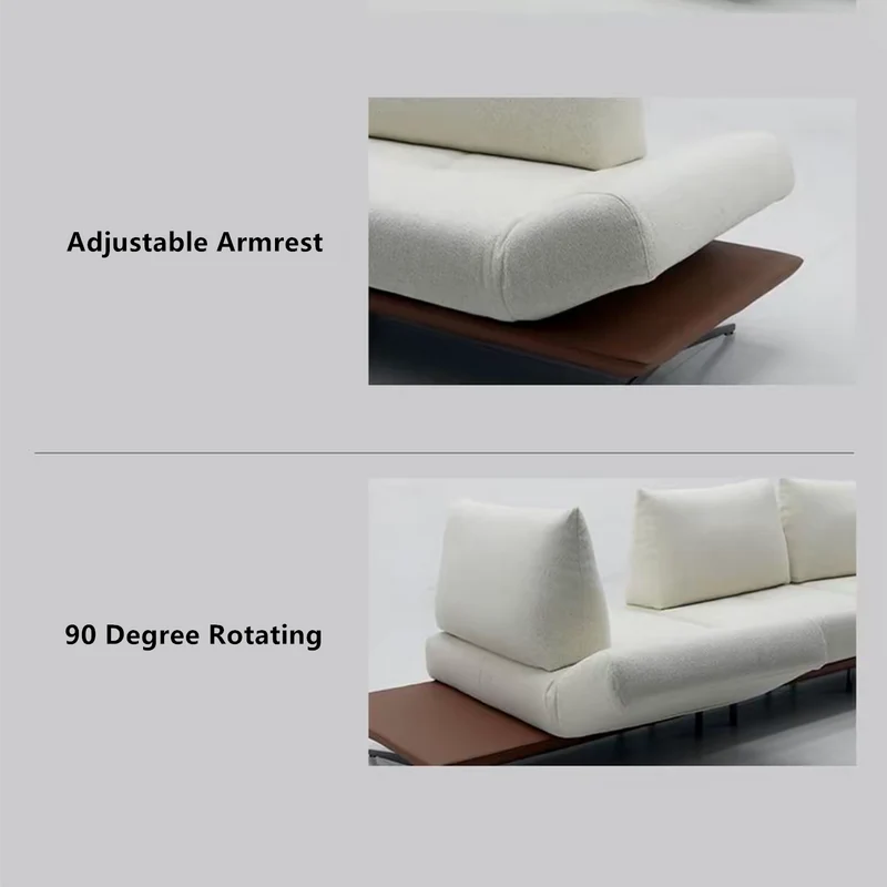 Modernes modulares Insel-Drehsofa mit verstellbarer Armlehne und Rückenkissen