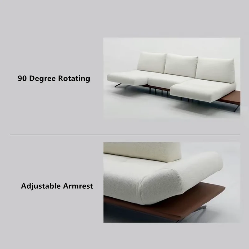 Modernes modulares Insel-Drehsofa mit verstellbarer Armlehne und Rückenkissen
