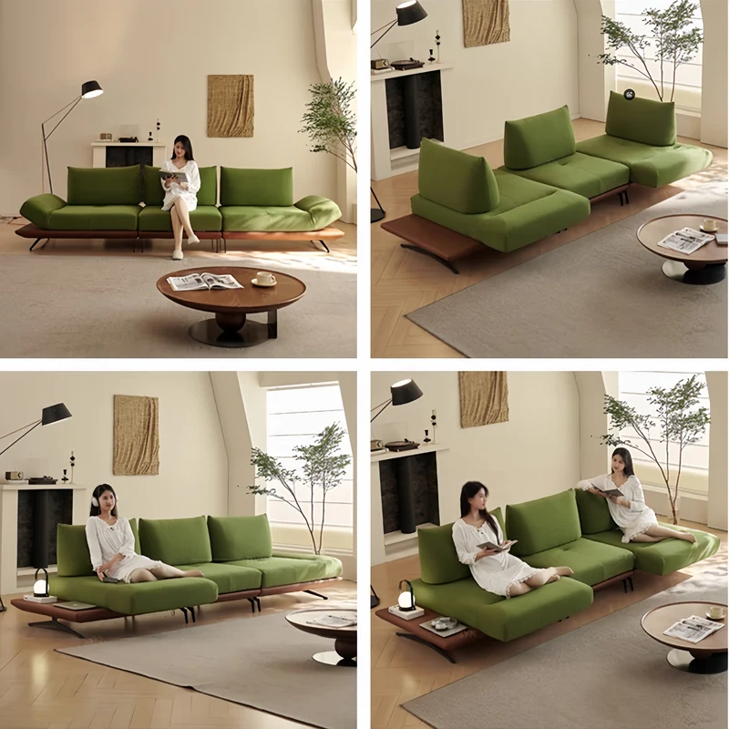 Modernes modulares Insel-Drehsofa mit verstellbarer Armlehne und Rückenkissen
